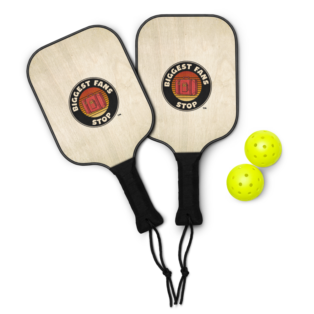 Biggest Fans Pickleball Paddle Set – 2 Wooden Paddles, 2 Balls & Carry Bag for Beach, Park & Backyard Games BiggestFansStop